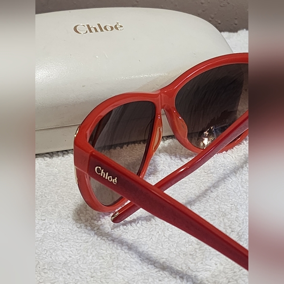 Chloe Authentic Small CE632s 103 Italy 59-12-130 Sunglasses Red Orange Preowned - Picture 5 of 16